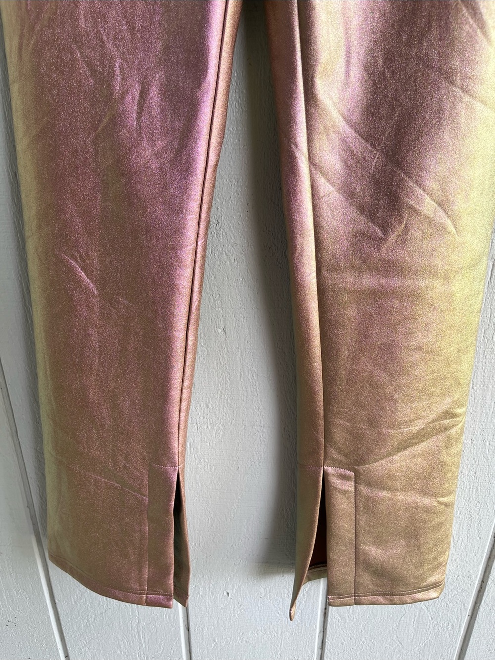 NWT NICHOLAS Metallic Pink Rose Faux Leather Lace Up Valeria Pant in Size‎ 6 - Picture 4 of 9